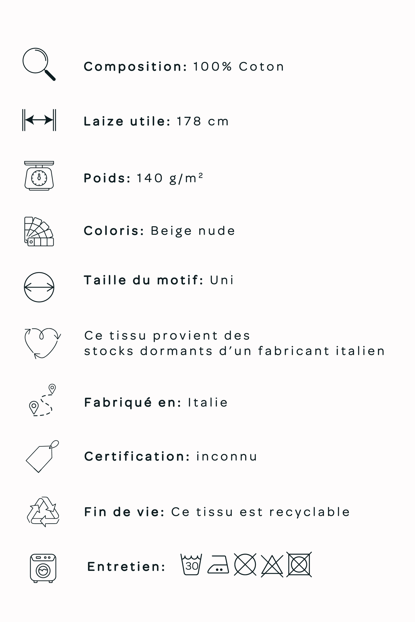 Jersey de coton - Beige nude