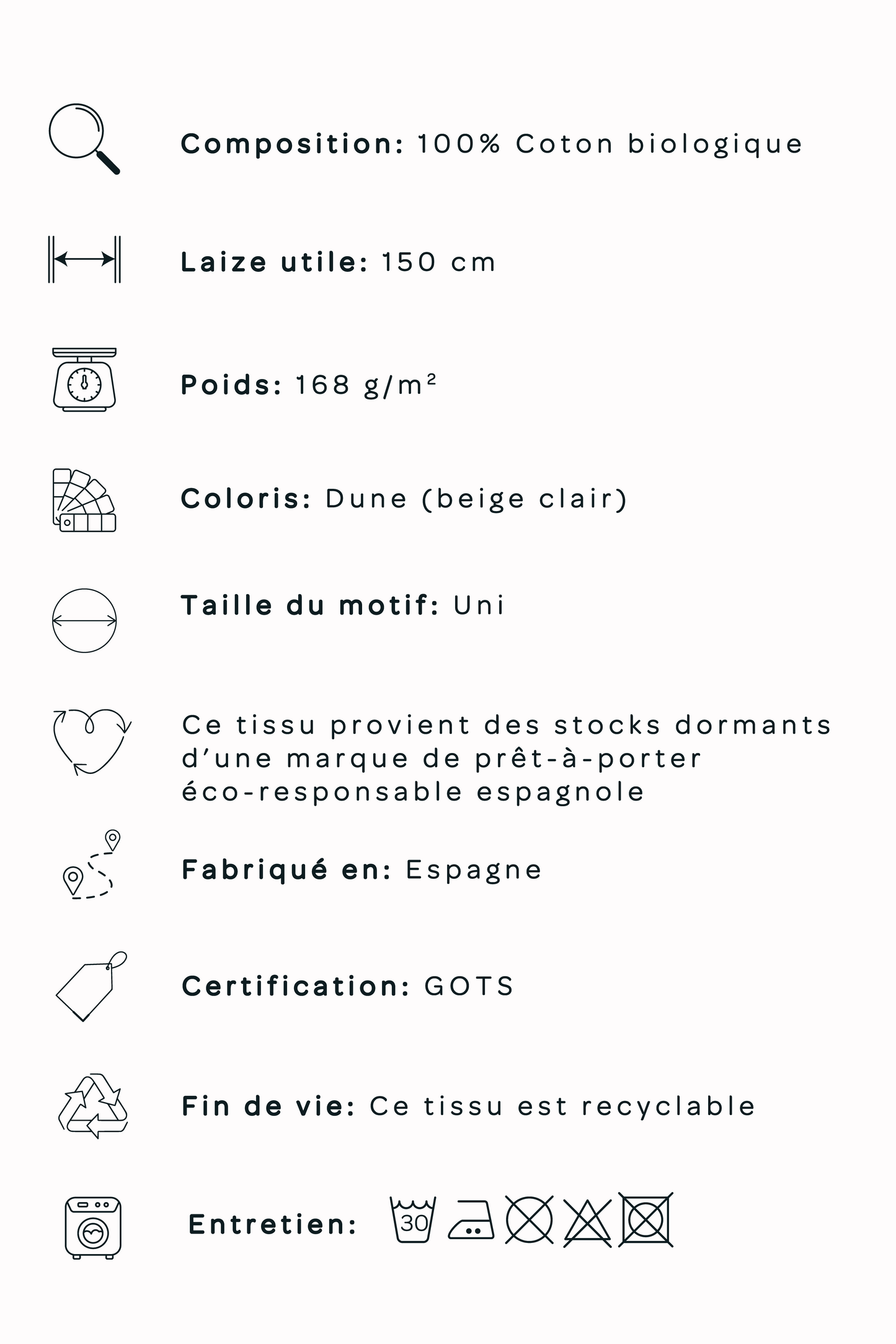Flanelle de coton bio - Beige dune