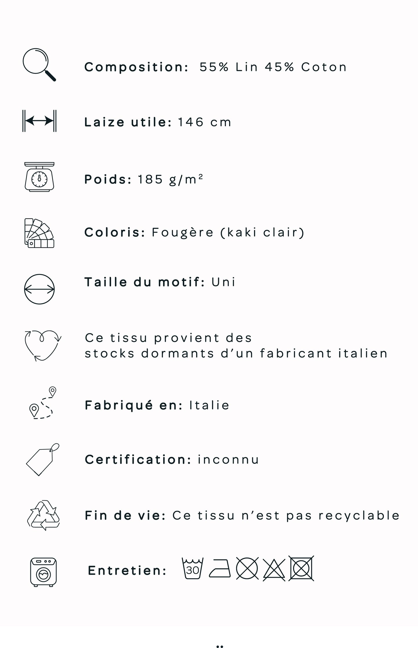 Toile lin / viscose - Fougère