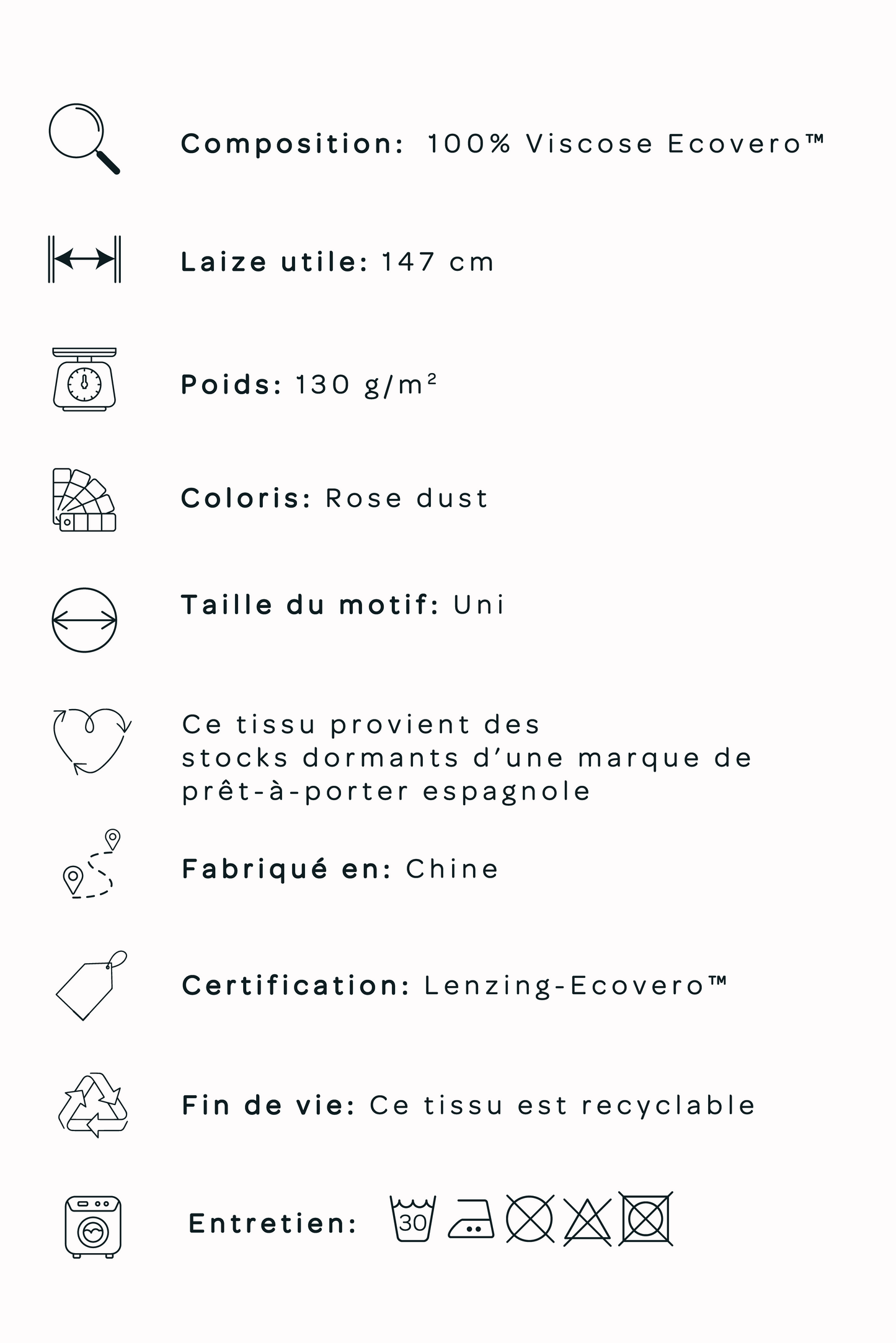 Crêpe de viscose - Rose dust