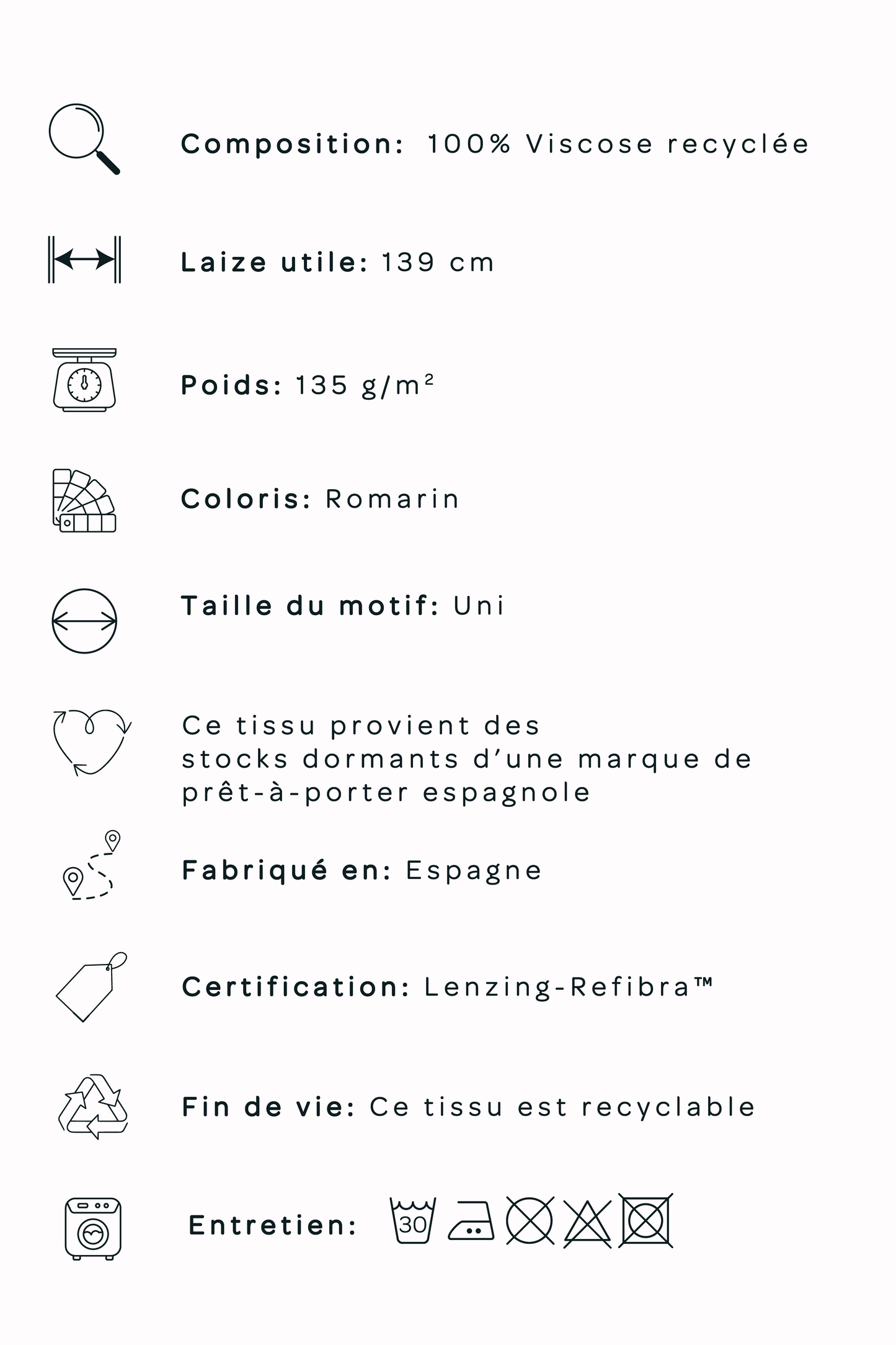Popeline de viscose - Romarin