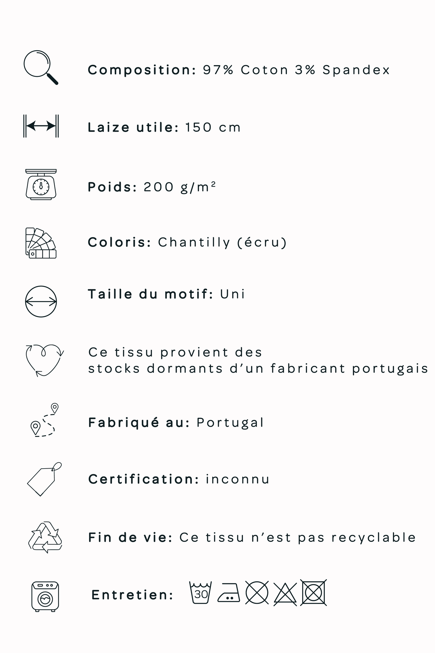 Twill de coton - Chantilly