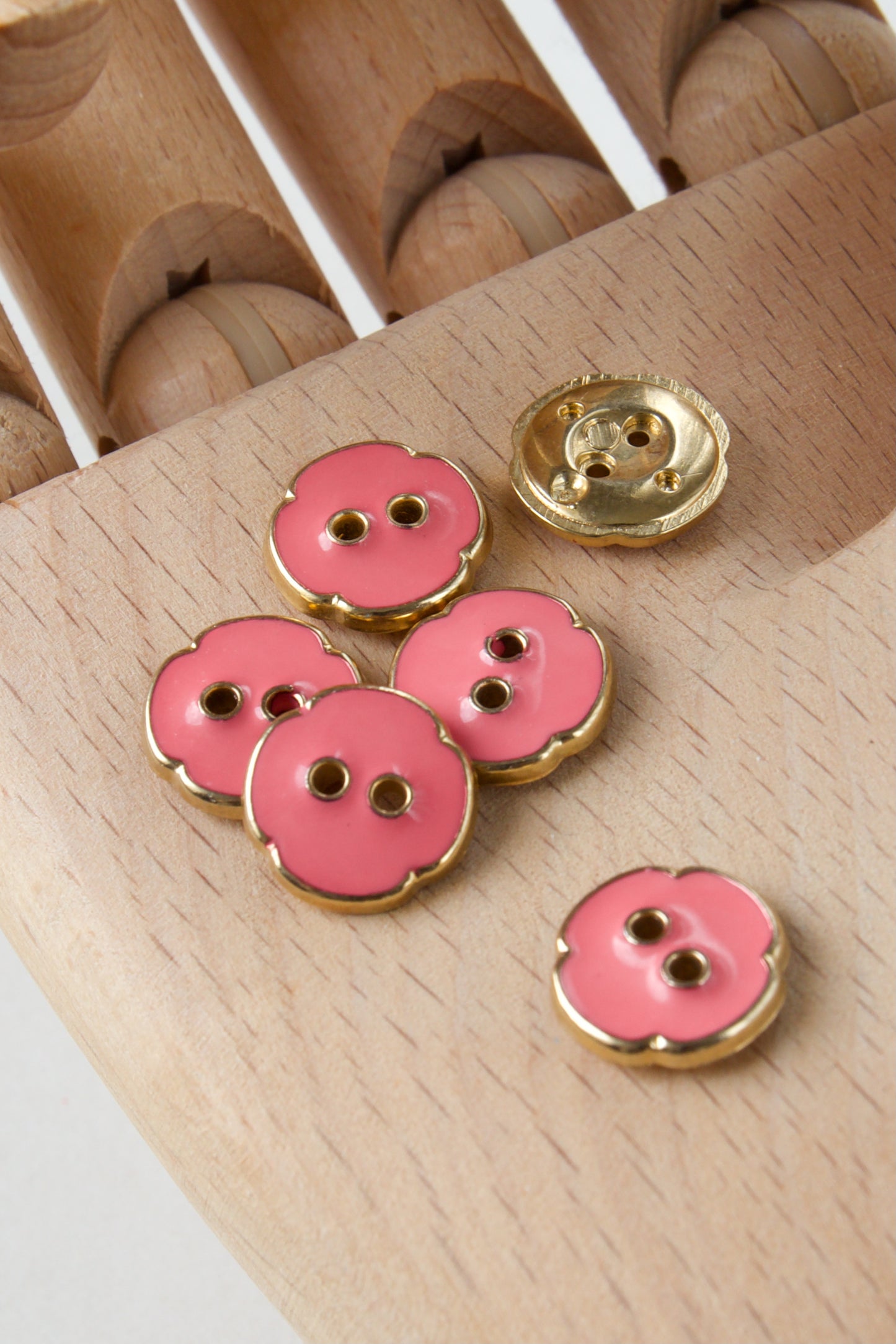 Boutons vintage ronds 13mm - Rose / doré