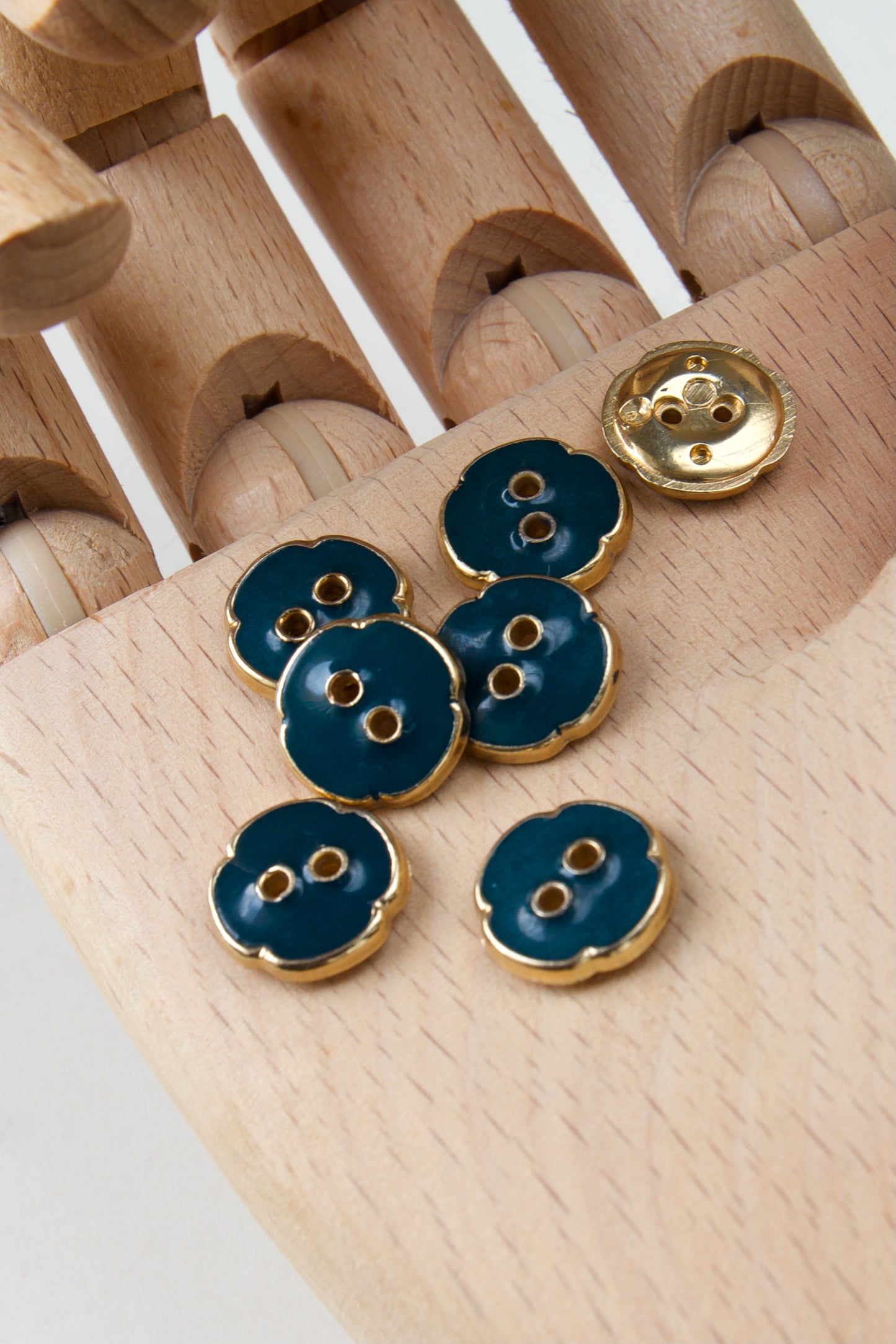 Boutons vintage ronds 13mm - Bleu-vert