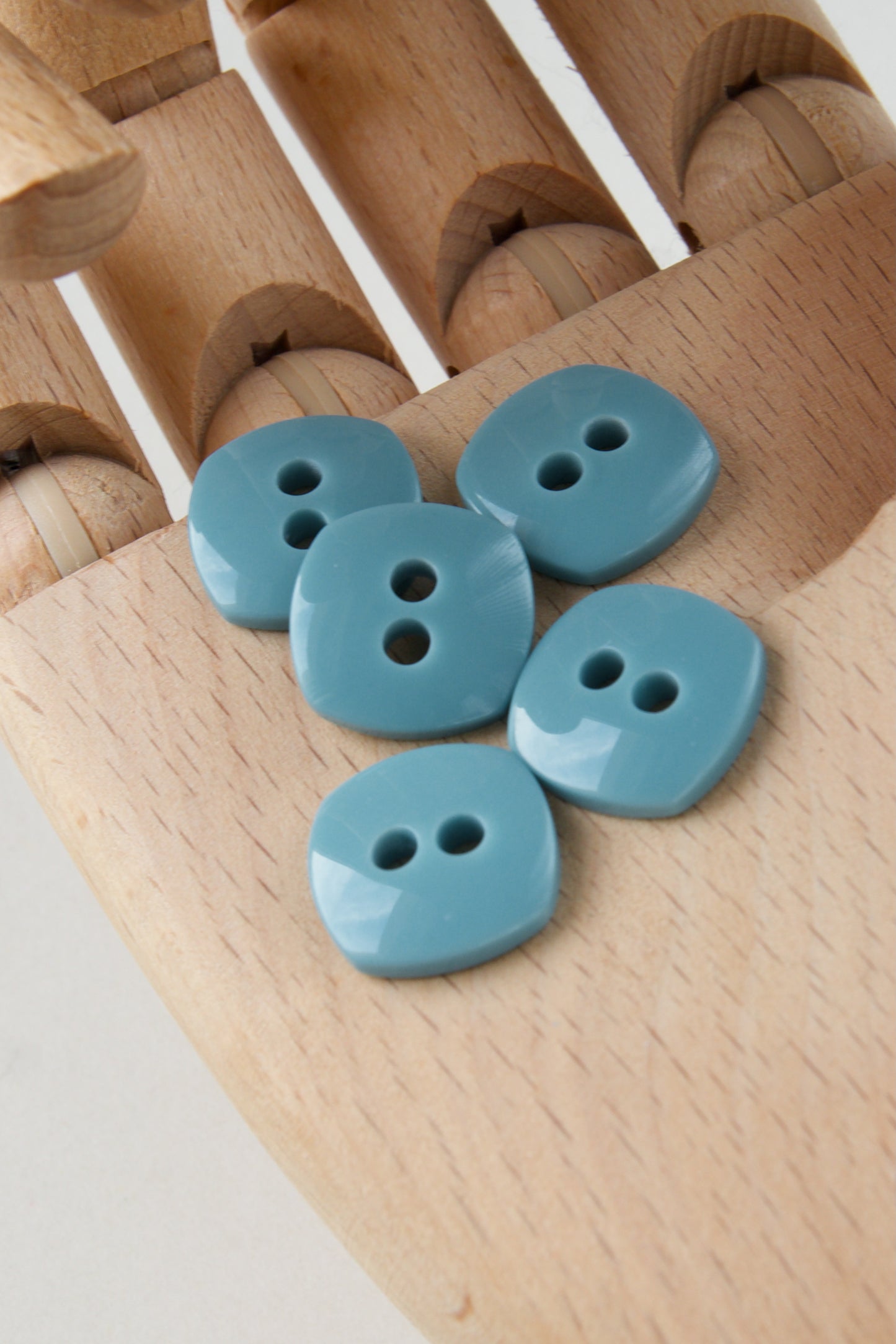 Boutons vintage carrés 16mm - Bleu / gris
