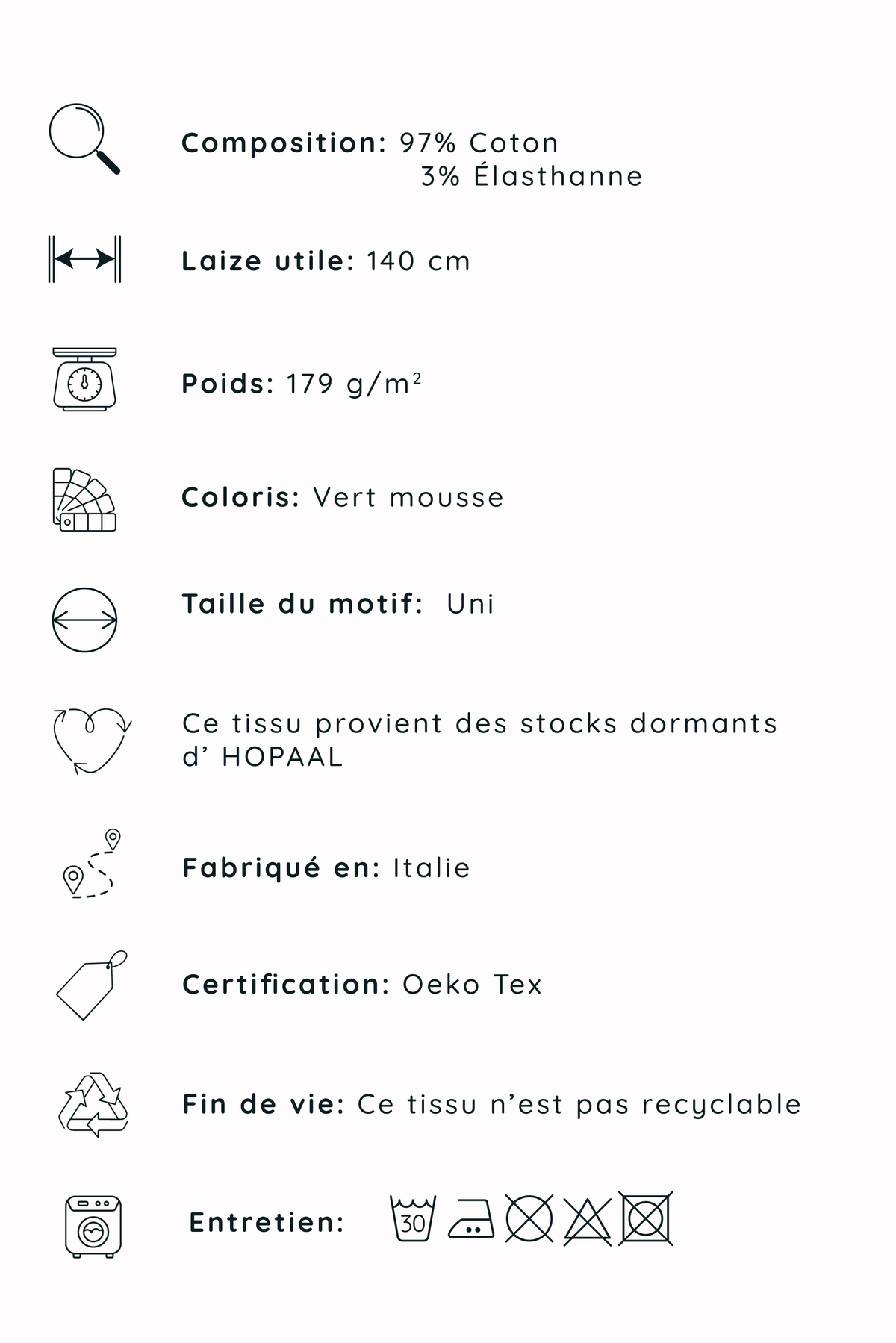 Bord-côte 1x1 - Vert Mousse