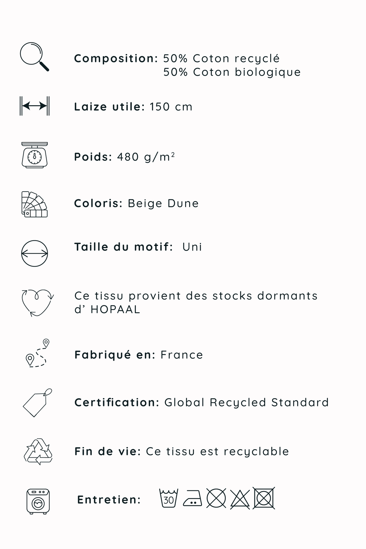 Sergé de coton - Beige Dune