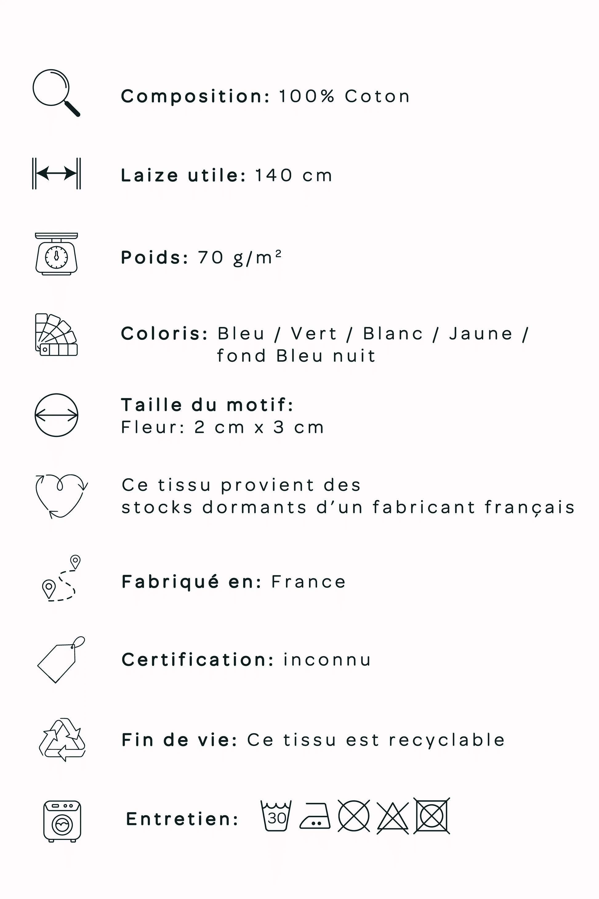 Batiste de coton imprimée "fleurs indiennes" Ma boutique