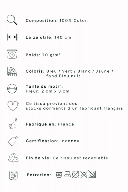 Batiste de coton imprimée "fleurs indiennes" Ma boutique