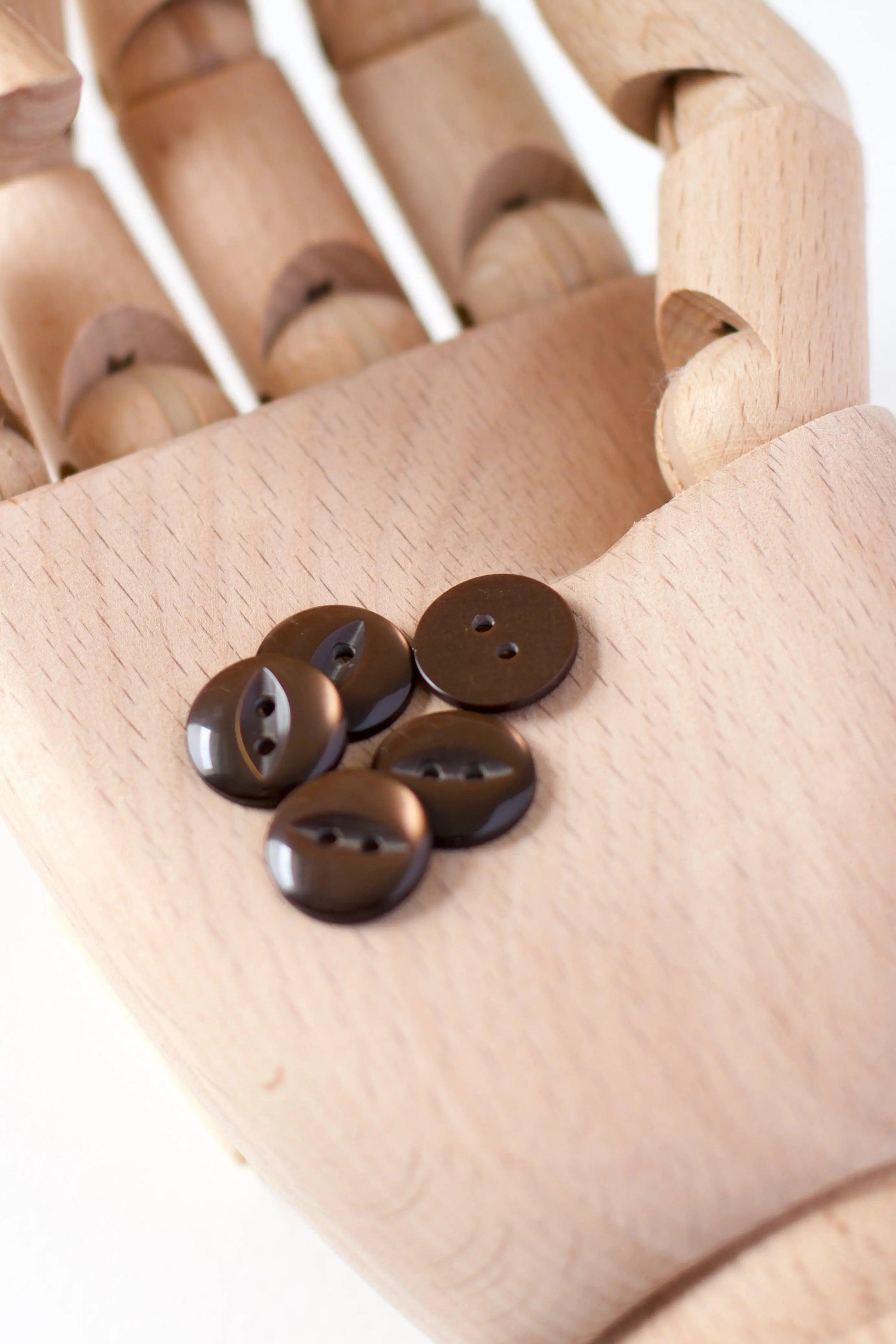 Boutons ronds vintages, en plastique, marron, chocolat, 2 trous,  diamètre 14mm, nacré, transparent, muremure mercerie