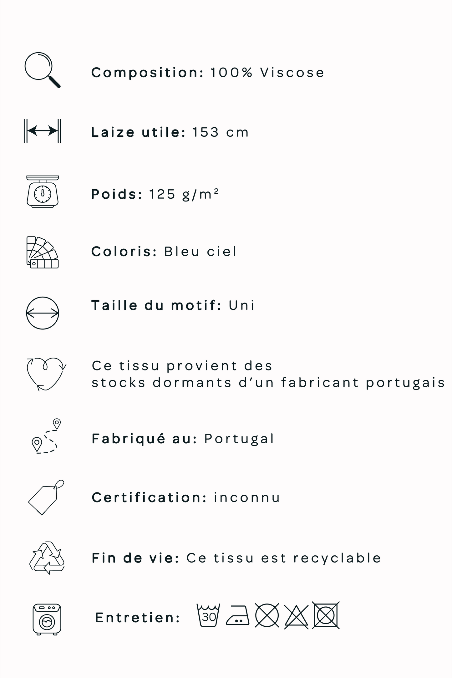 Popeline de viscose - Bleu ciel