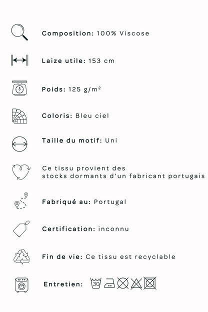 Popeline de viscose - Bleu ciel