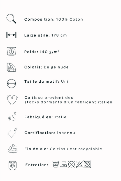 Jersey de coton - Beige nude