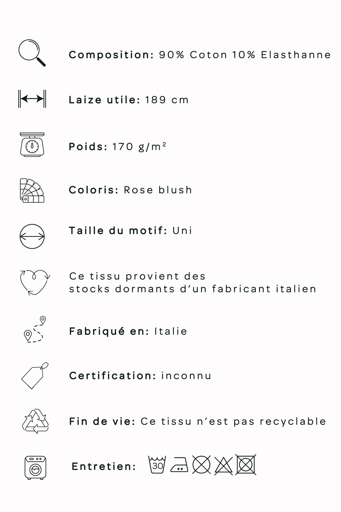 Jersey de coton - Rose blush