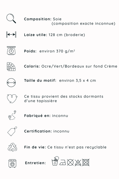 Taffetas de soie brodé