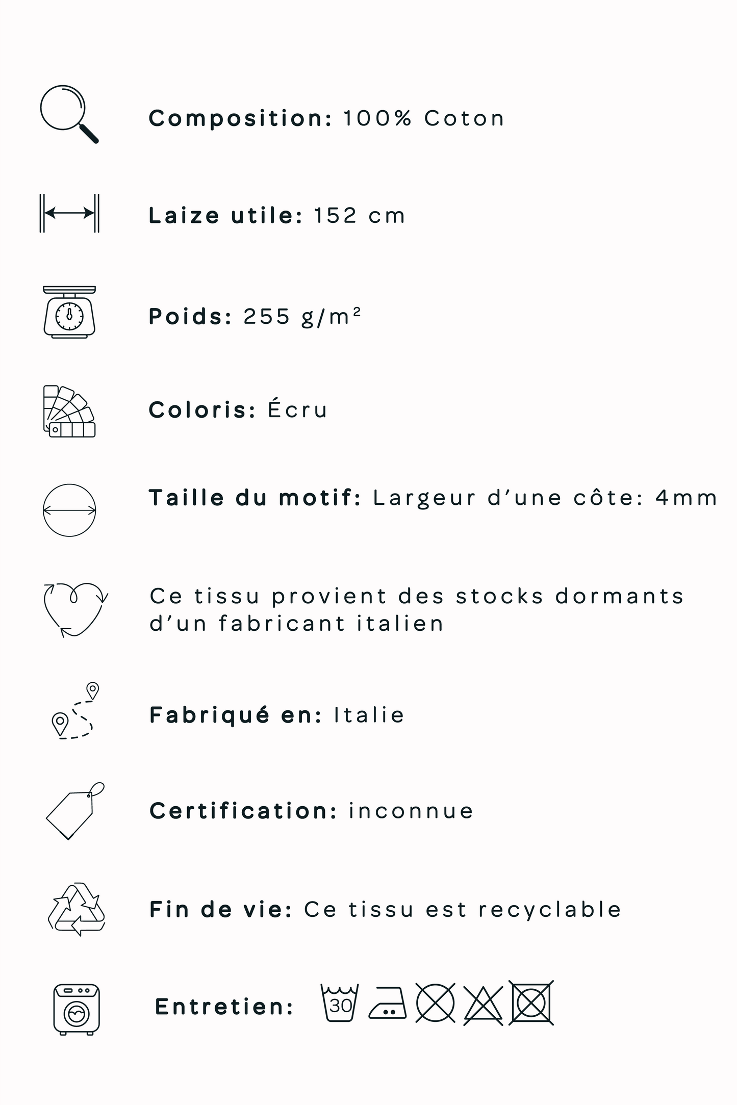 Velours côtelé - Ecru