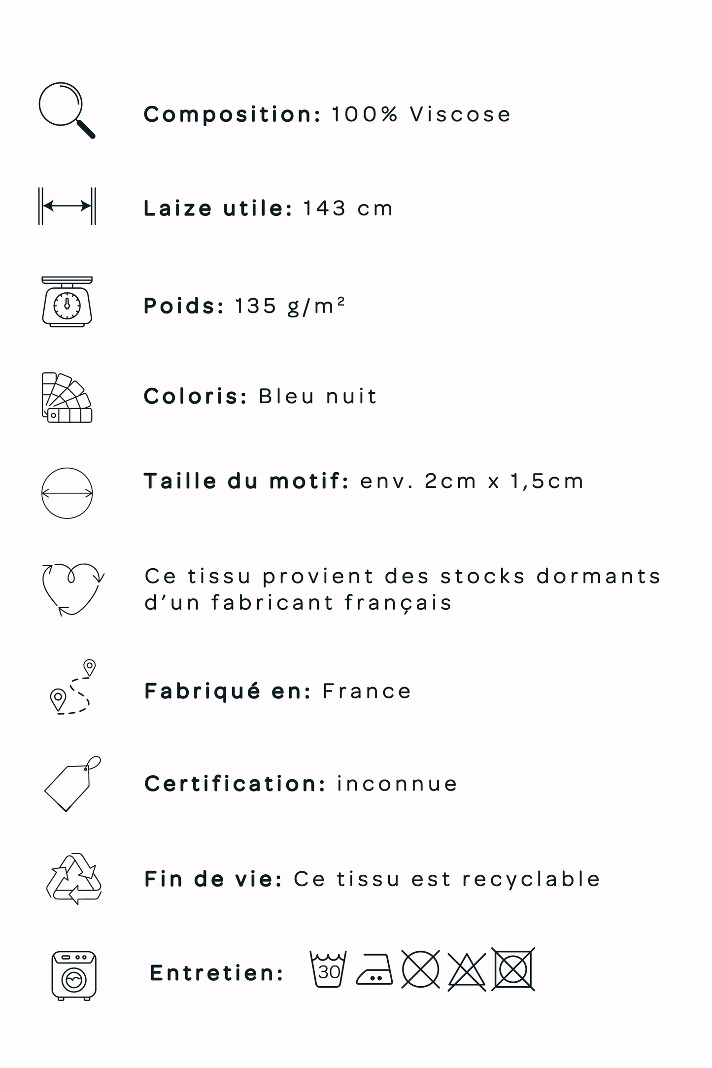 Jacquard de viscose fleuri - Bleu nuit