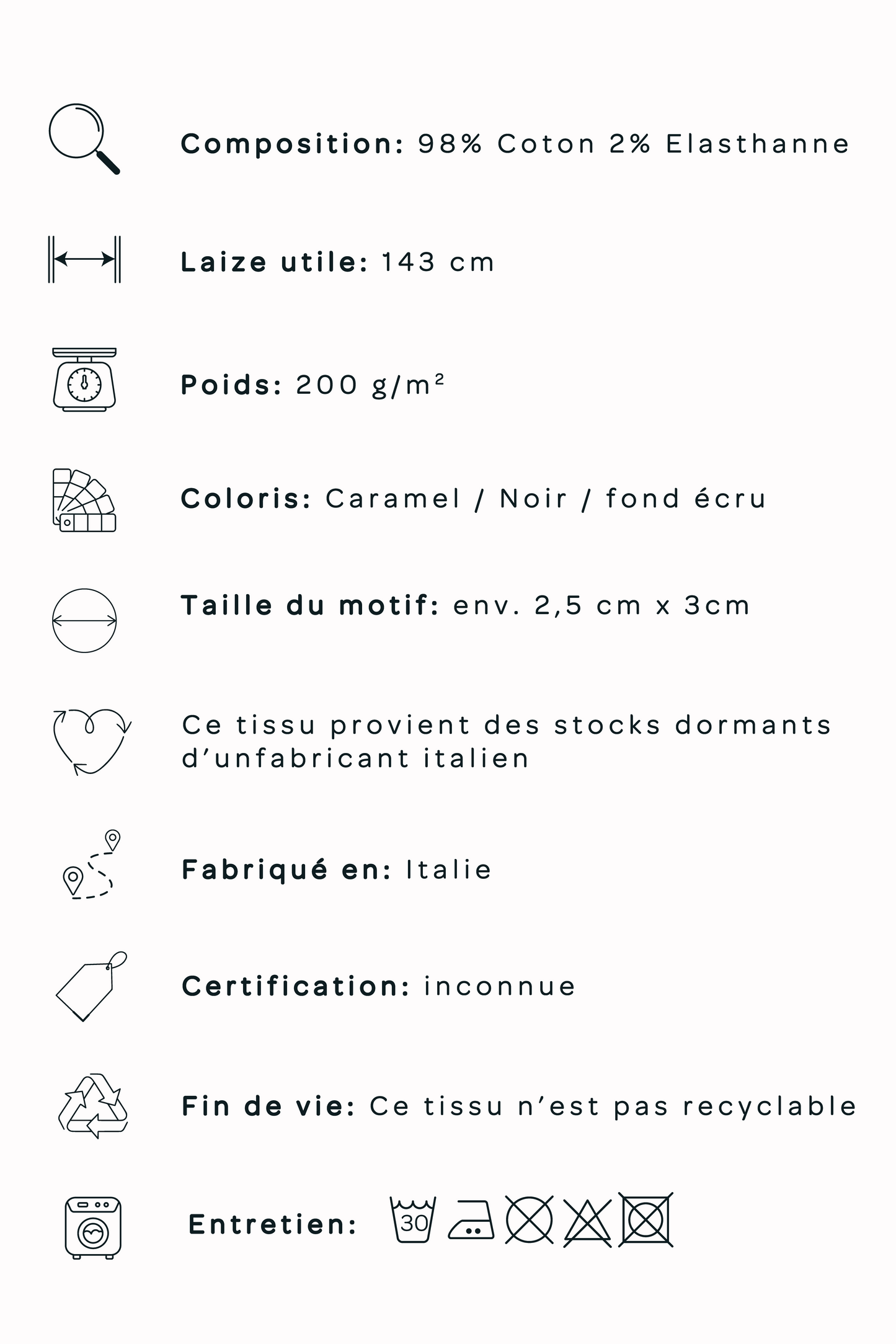 Satin de coton - Léopard écru