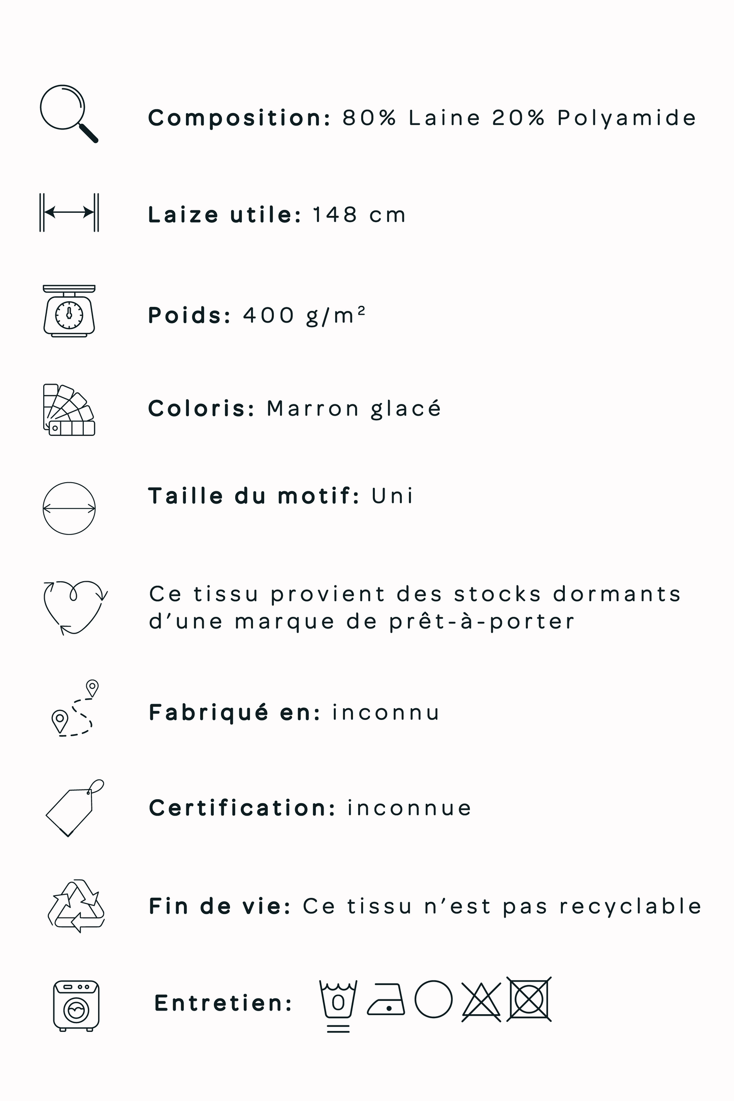 Drap de laine - marron glacé