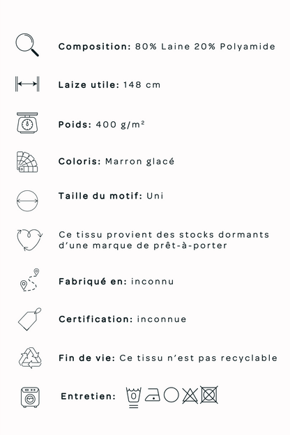 Drap de laine - marron glacé