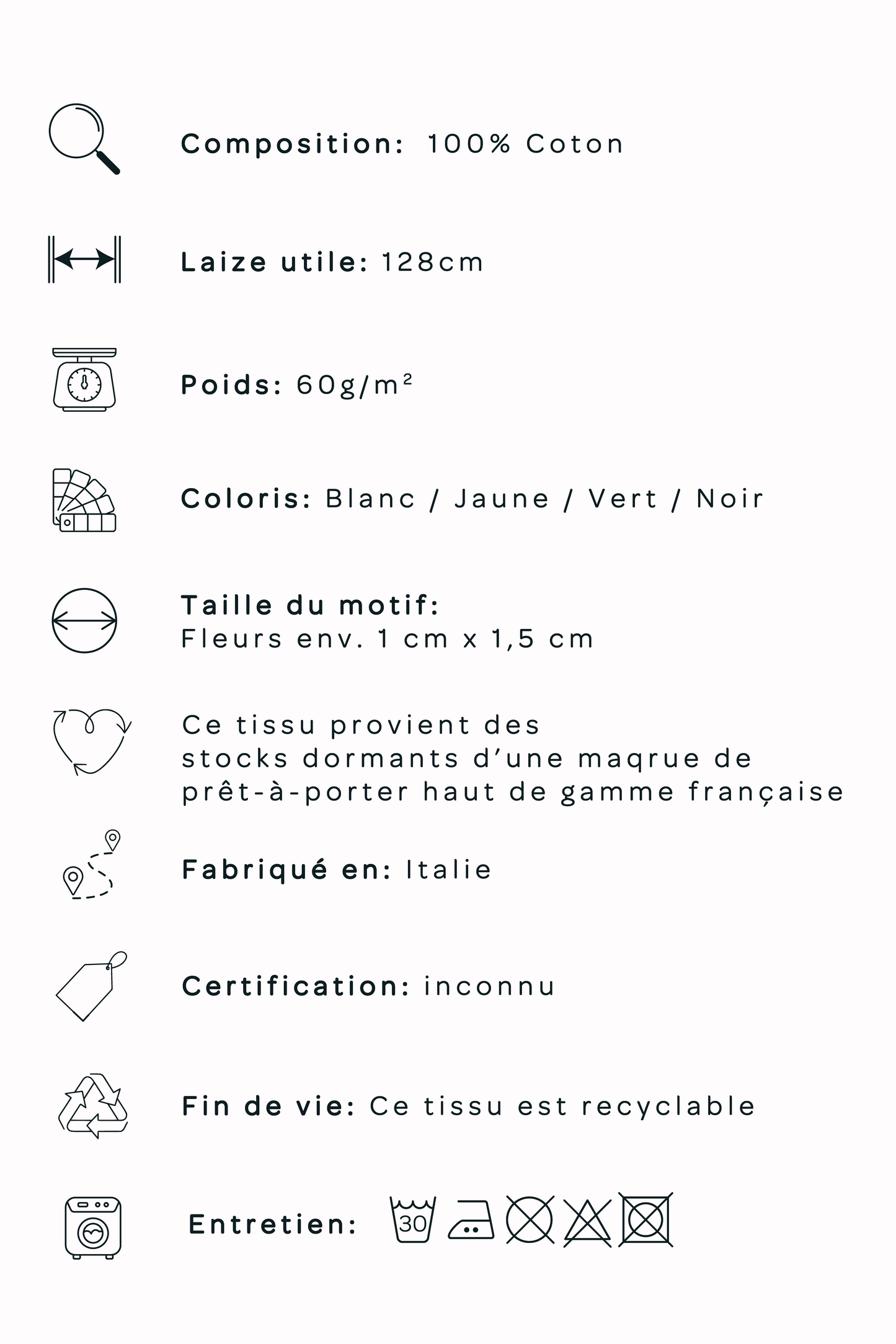 Crépon de coton imprimé camomille