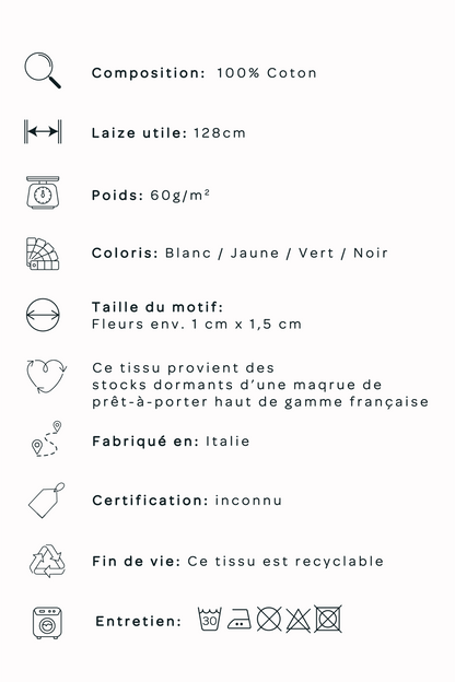 Crépon de coton imprimé camomille