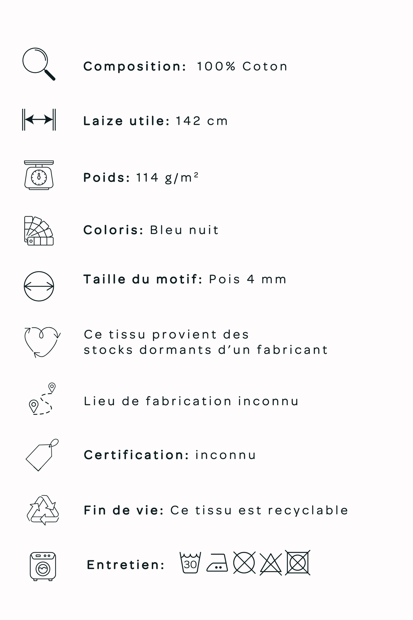 Plumetis de coton bleu nuit