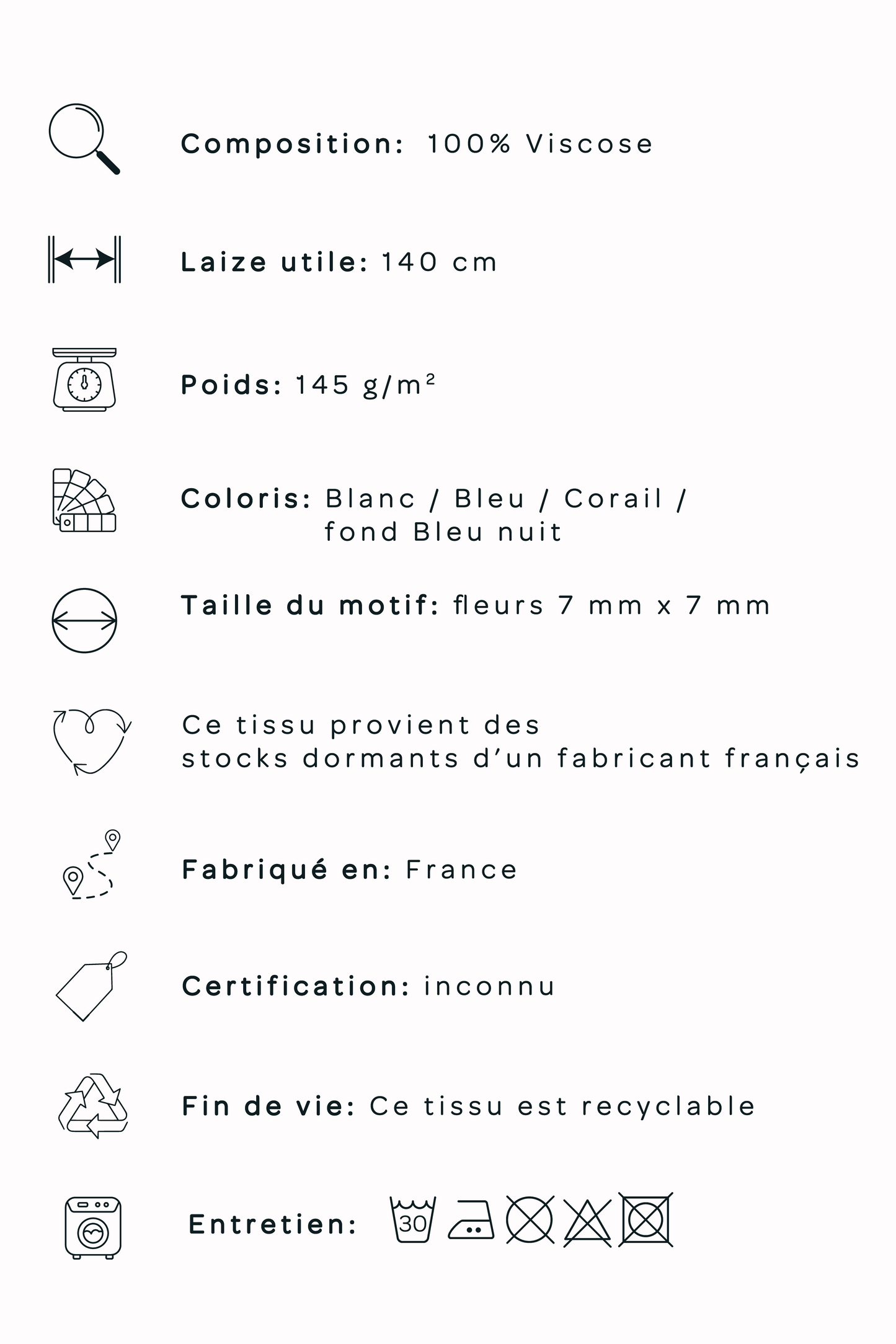 Popeline de viscose - minis fleurs Eclipse/Corail