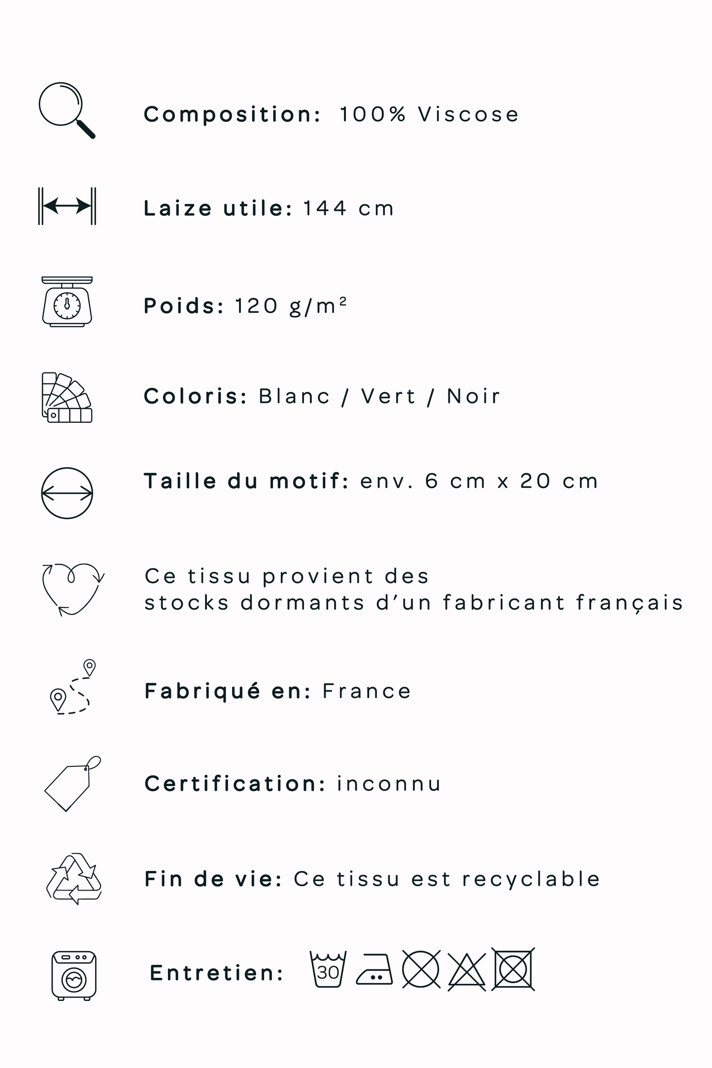 Popeline de viscose - motif abstrait noir/blanc/vert