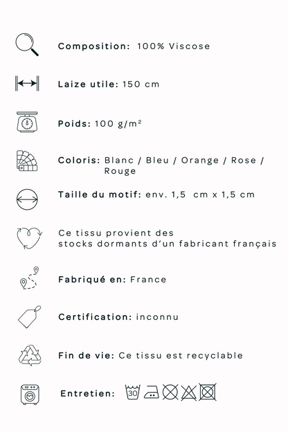Popeline de viscose - petites fleurs bleu/pêche