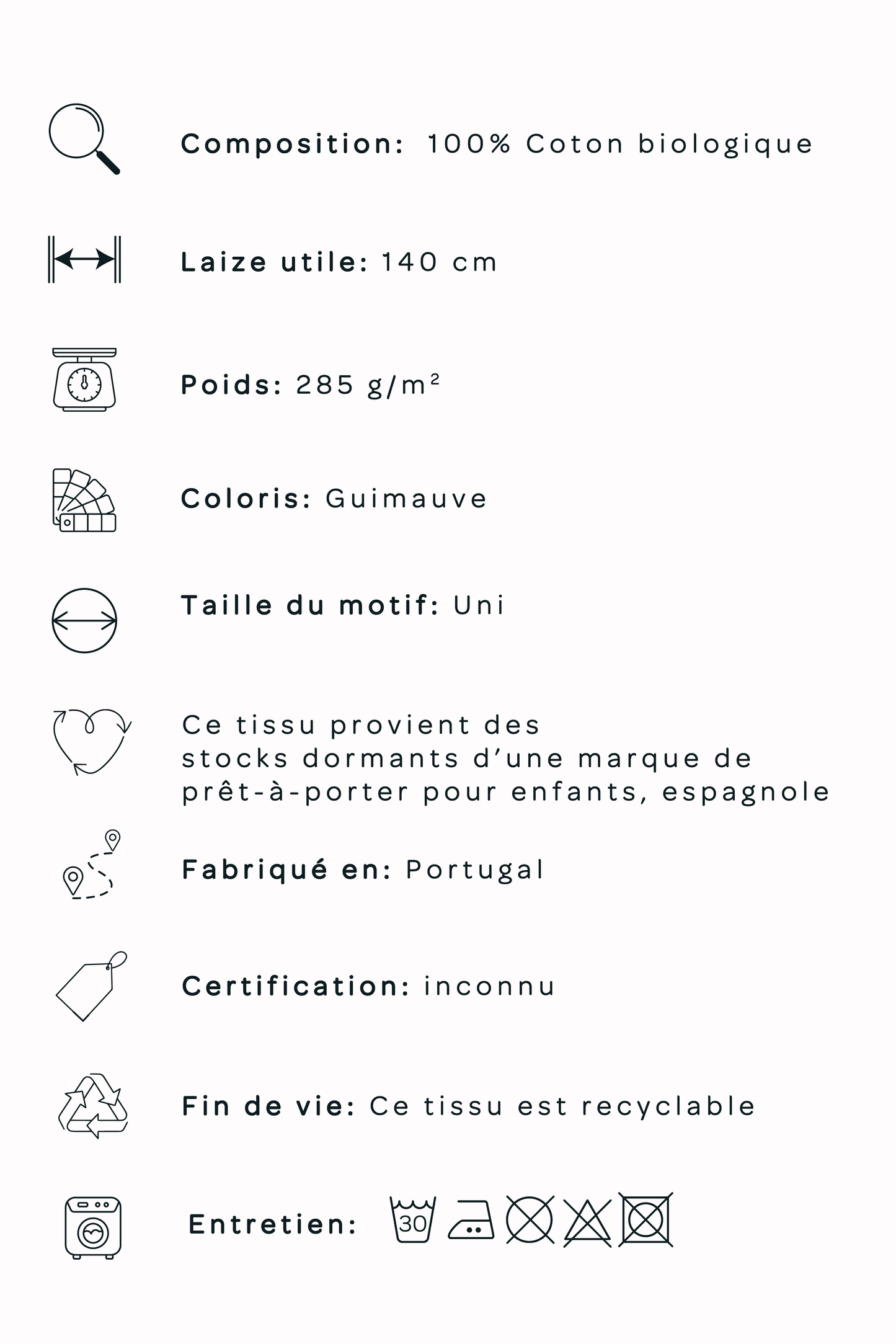 Maille en coton bio - Guimauve