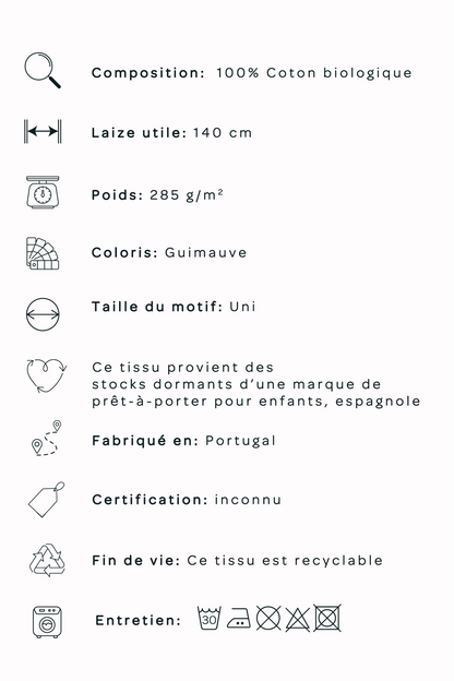 Maille en coton bio - Guimauve