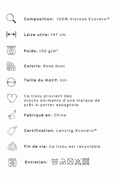 Crêpe de viscose  - Rose dust