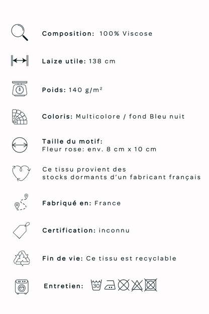Popeline de viscose fleurs multicolores