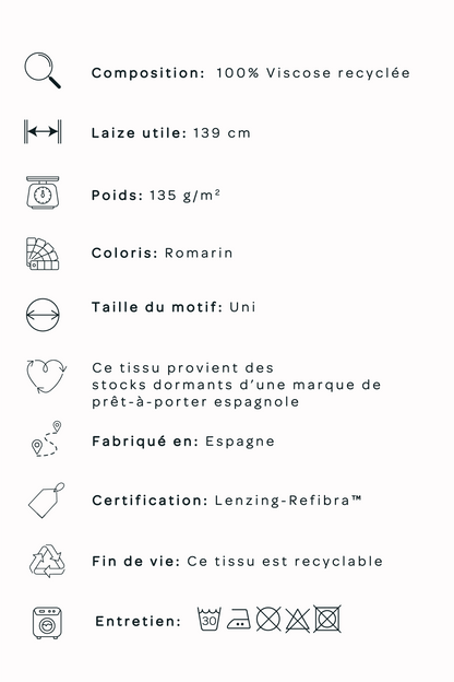 Popeline de viscose  - Romarin