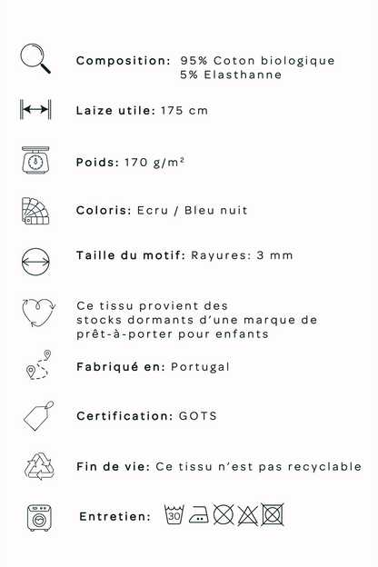 Jersey de coton bio - marinière mini