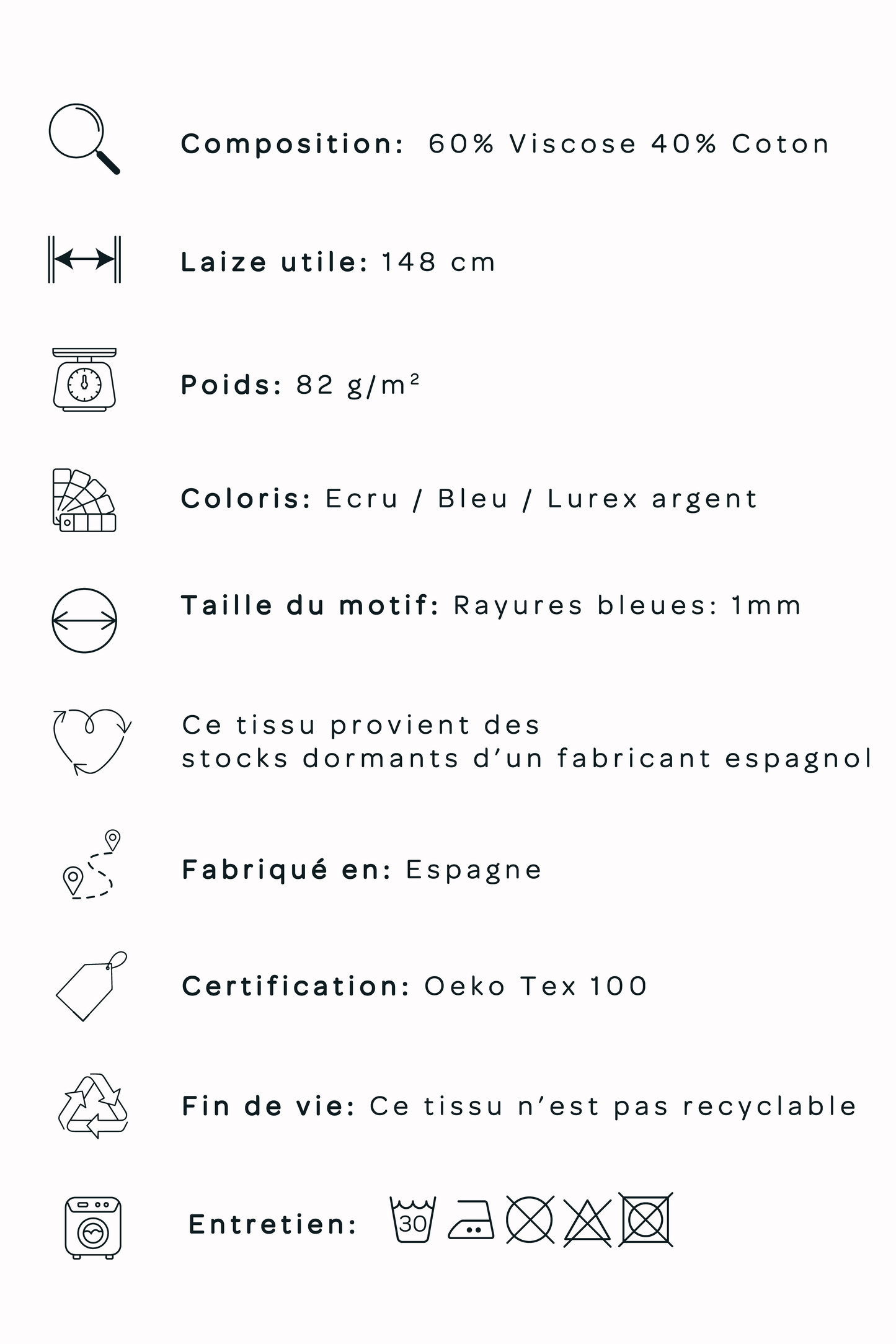 Popeline viscose/coton - Rayée lurex