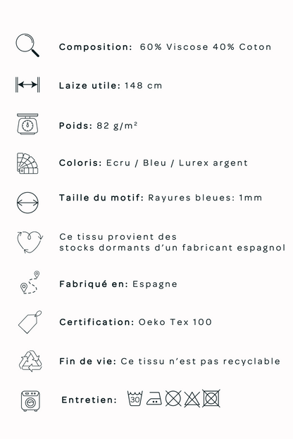 Popeline viscose/coton - Rayée lurex