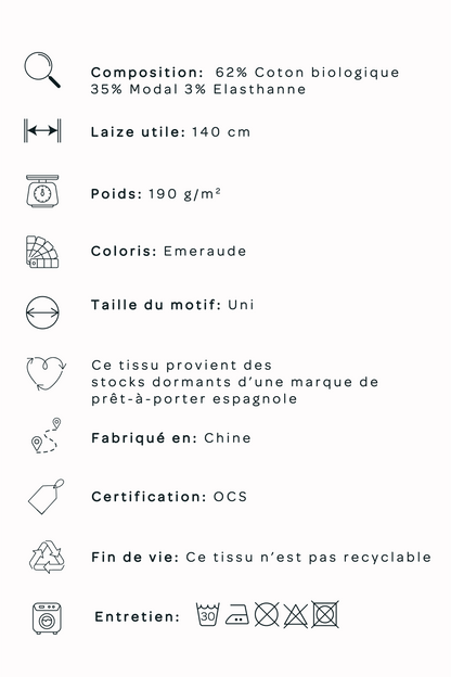 Toile coton/modal - Emeraude