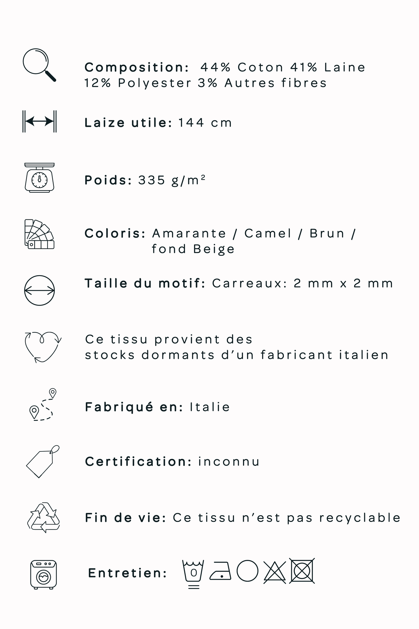 Lainage à petits carreaux - camel & amarante