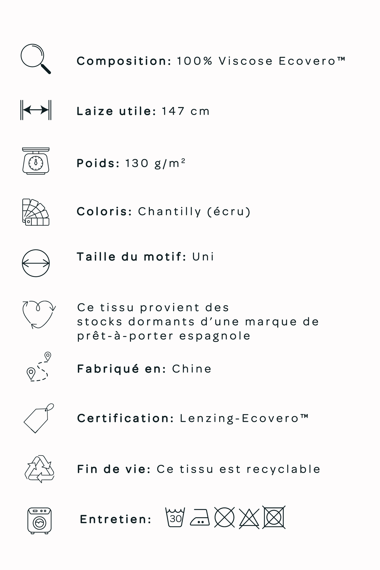 Crêpe de viscose  - Chantilly