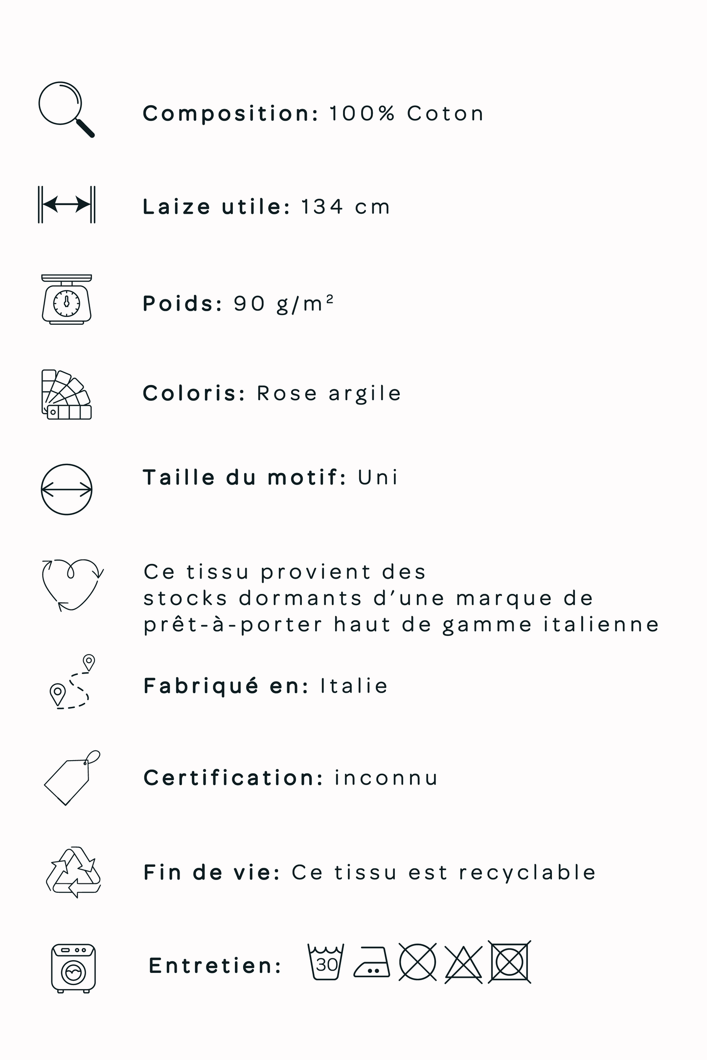 Crépon de coton Rose argile