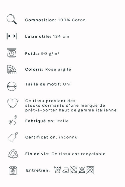 Crépon de coton Rose argile