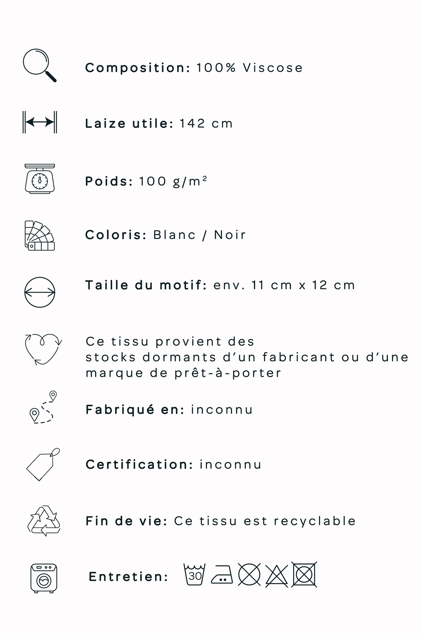 Satin de viscose imprimé fleurs noires
