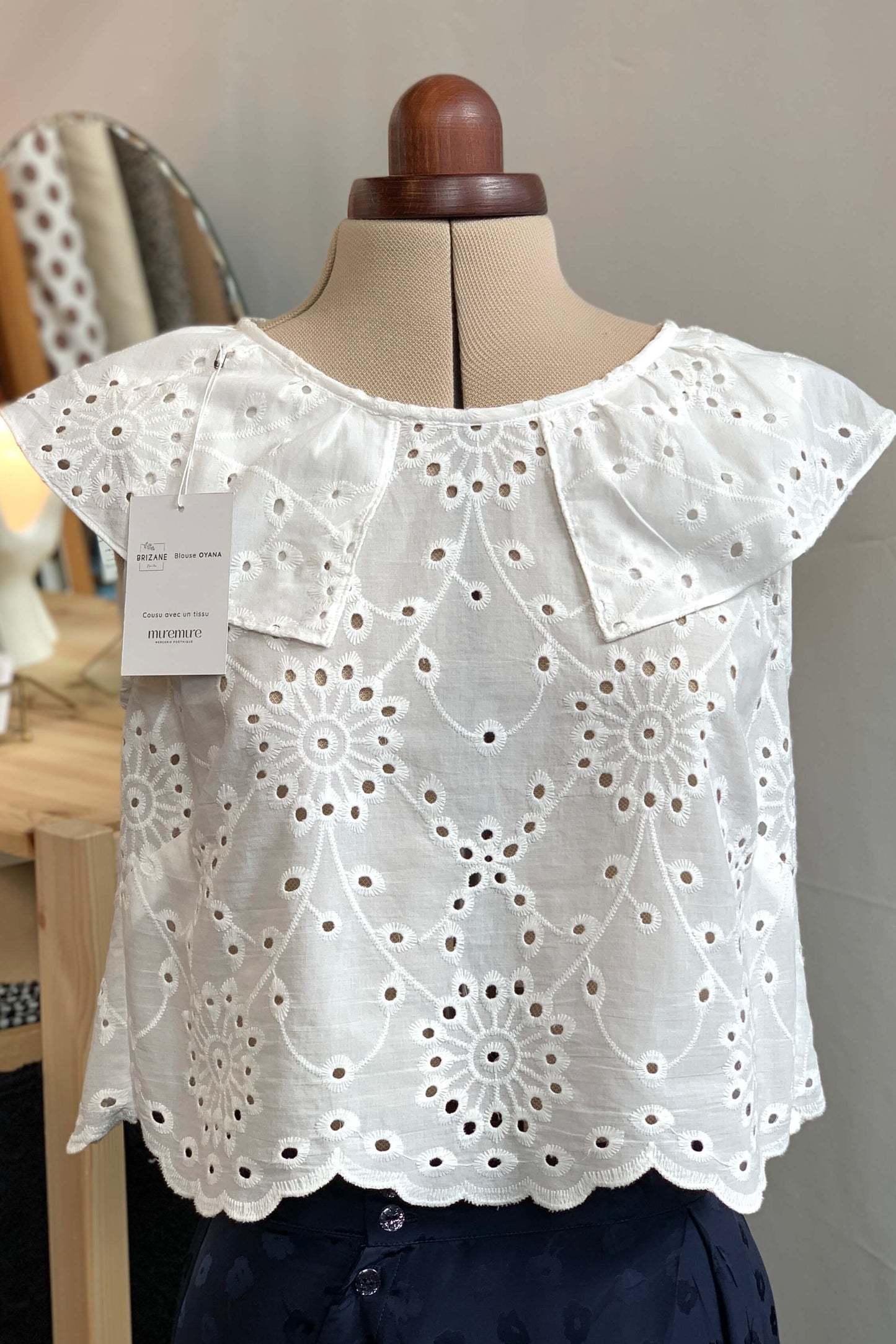 Broderie anglaise en coton - Écru