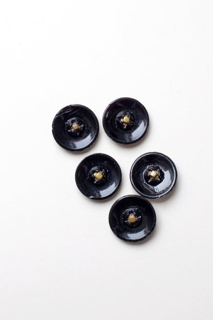Lot de 5boutons Ø 23mm - Verre noir