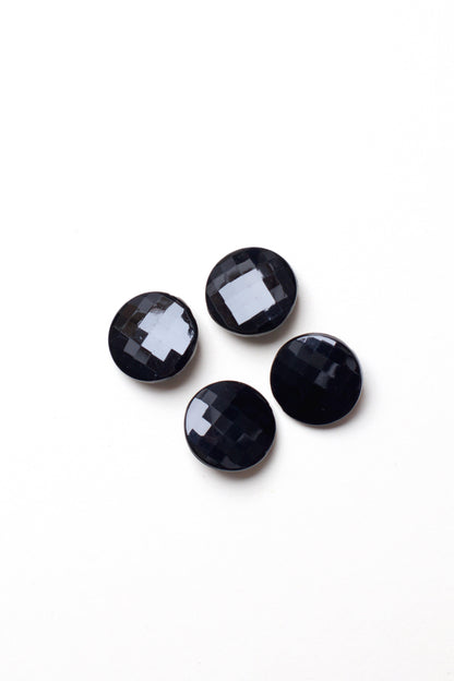 Lot de 4 boutons Ø 17mm - Verre noir