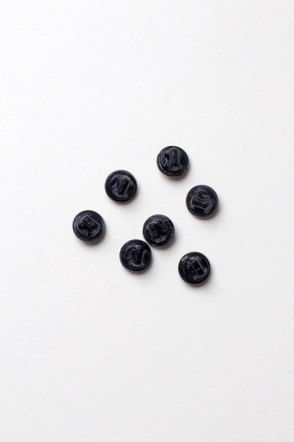 Lot de 7 boutons Ø 9mm - Verre noir