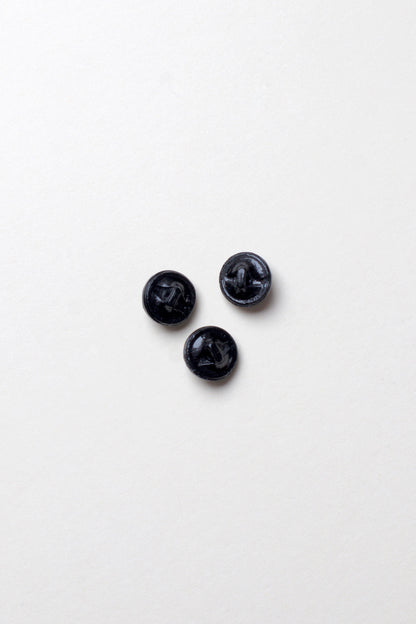 Lot de 3 boutons Ø10mm - Verre noir