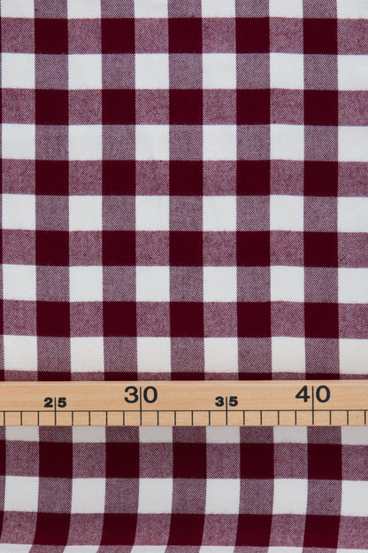 Twill de viscose gratté - Vichy Amarante